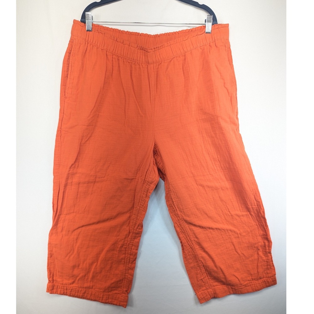 Old Navy Orange High Rise Wide Leg Gauze Cropped Pants XL Comfort Waistband